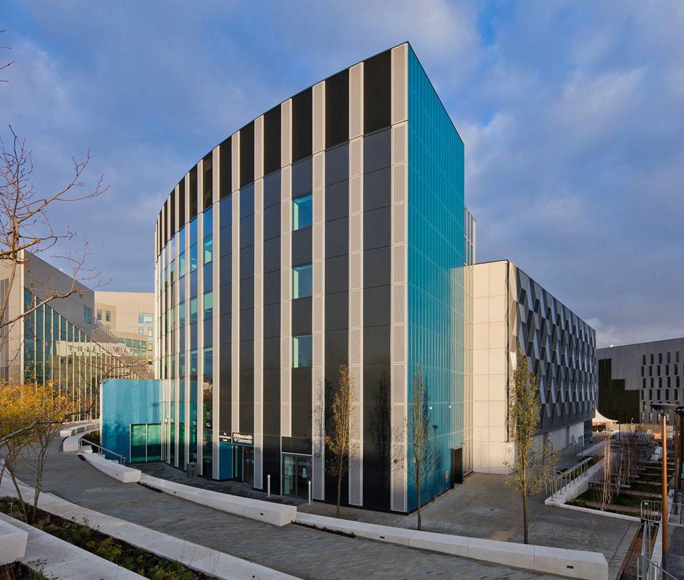 Exterior view of the Frederick Douglass Centre showcasing its standout geometric facade