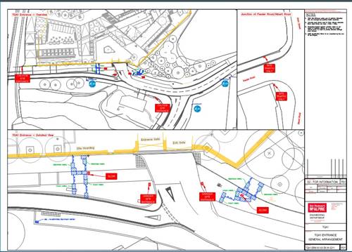 traffic management and site entrance map