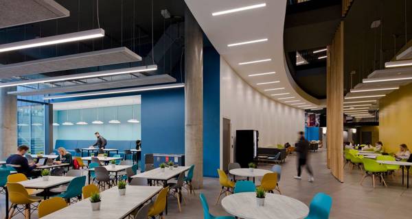 Café area and social spaces inside the Frederick Douglass Centre