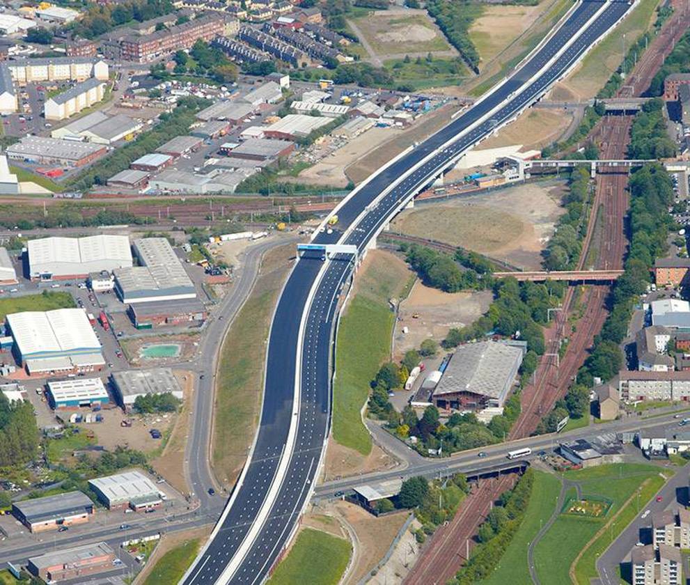 Aerial view of the M74 completion project