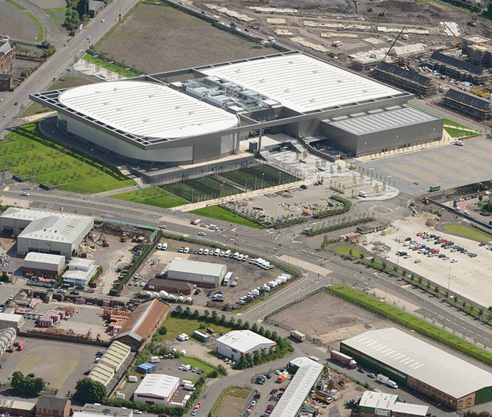 Aerial view showcasing the Emirates Arena and velodrome