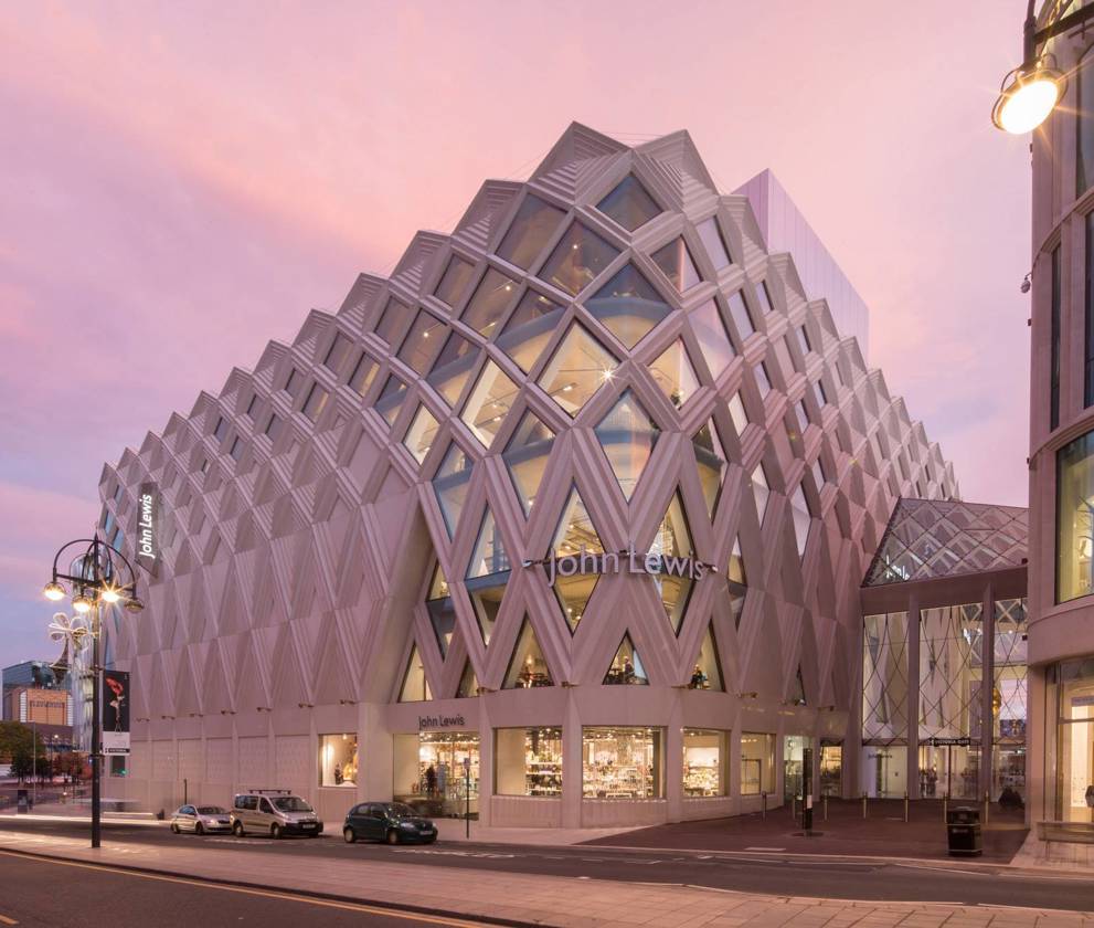 Exterior view of Victoria Gate Leeds at night