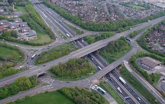 Aerial view of the M1 motorway