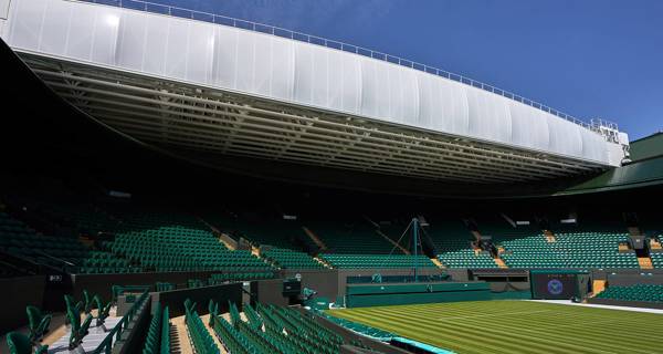 Interior of the 750-seat auditorium at Wimbledon No.1 Court