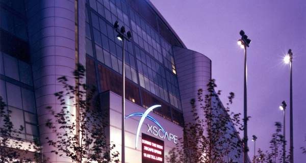 Entrance of Xscape at night