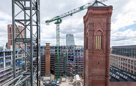 view over sir robert mcalpine crane at Tower Works, Leeds