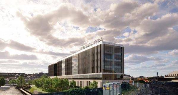 View from the train approach to Temple Meads. Image credit: Feilden Clegg Bradley Studios