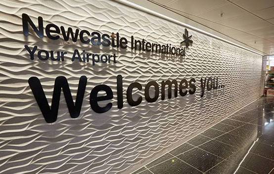 Newcastle Airport welcome sign