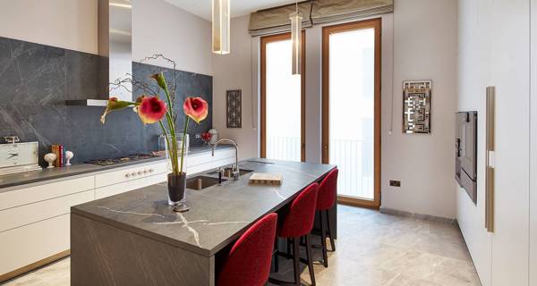 Luxurious open-plan kitchen in a De Vere Gardens apartment