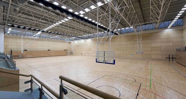 Interior view of Sports Central’s multi-function training hall, designed for golf, archery, and five-a-side football.                                                                                                                            