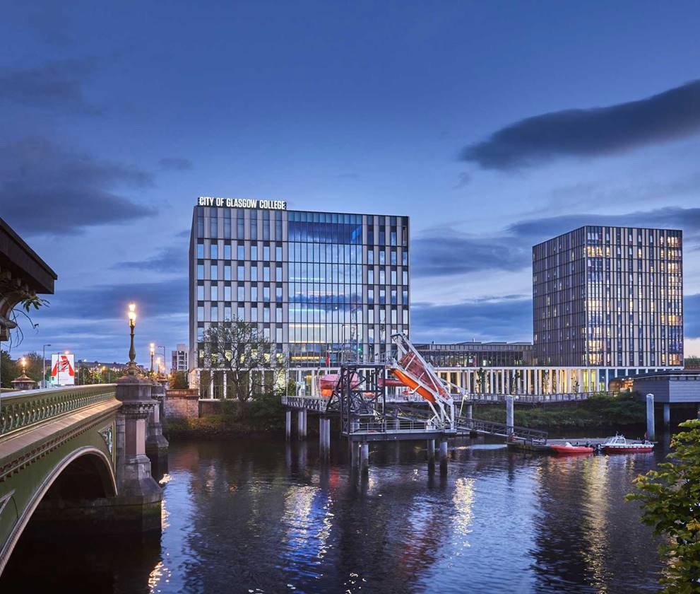 City of Glasgow College campus at night