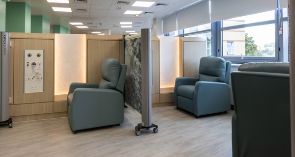 Upgraded Oncology Day unit with additional treatment spaces and patient chairs