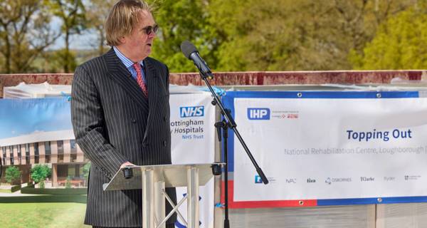 Sir Andrew McAlpine at the NRC Topping Out