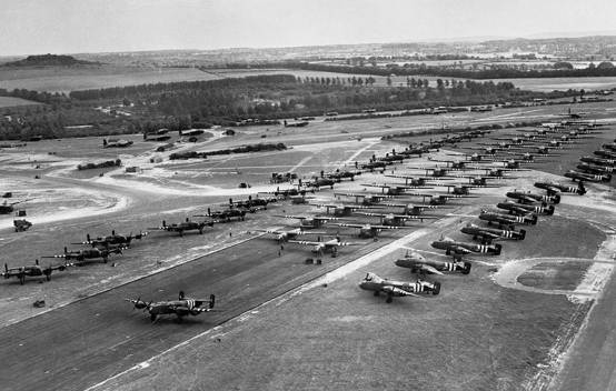 Aerial view of World War II Airfield