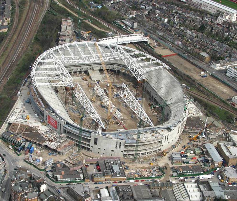 Aerial view of the construction of the  Emirates Stadium