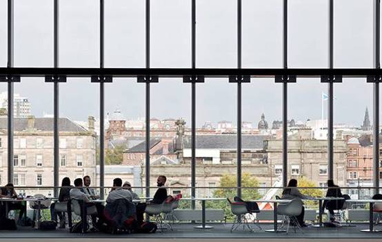 Interior of the atrium at Riverside Campus