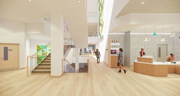 Architectural rendering of the new  Children and Young Persons (CYP) building at South London & Maudsley Hospital