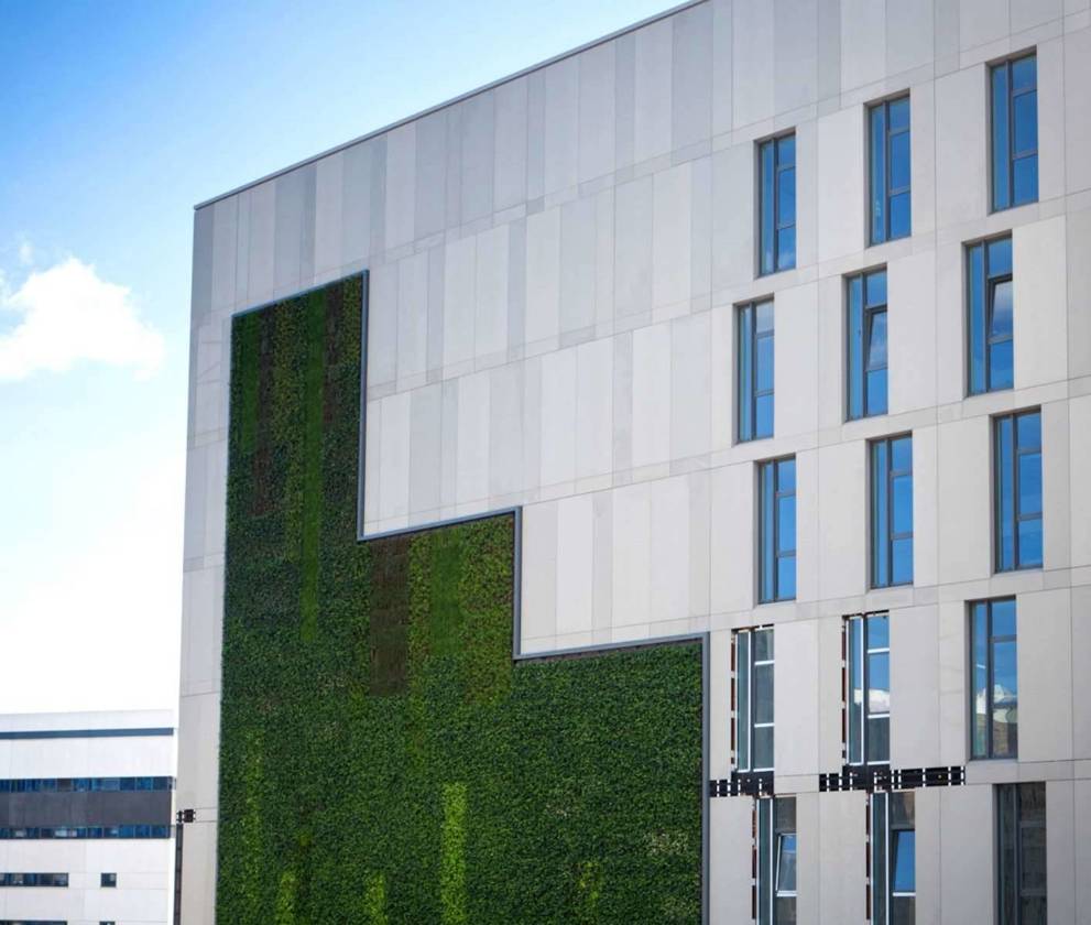 One of the UK's tallest living walls installed on the facade of The Core