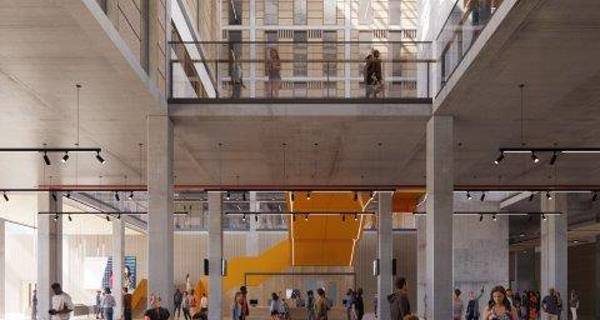 View from Exchange Hall up through the internal atrium. Image credit: Feilden Clegg Bradley Studios