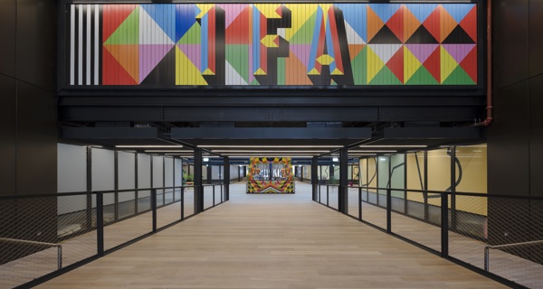 Interior view of the central atrium at 1 Finsbury Avenue