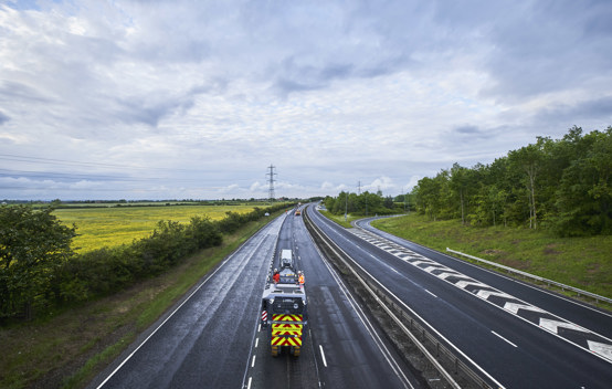 A crew performing routine maintenance on the A19 during daylight