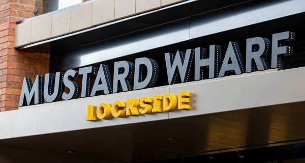 Mustard Wharf building sign