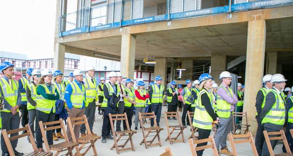 Attendees of the topping out ceremony