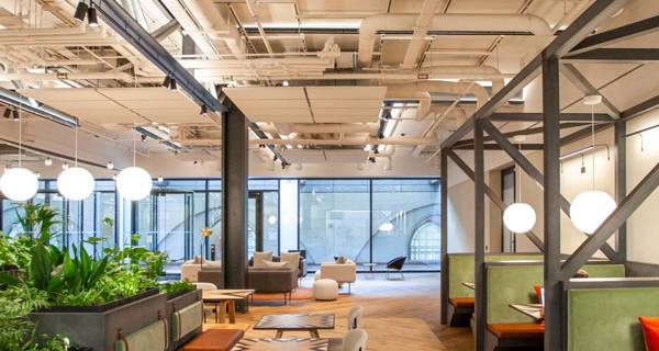 Interior of a flexible co-working space in 135 Broadgate 